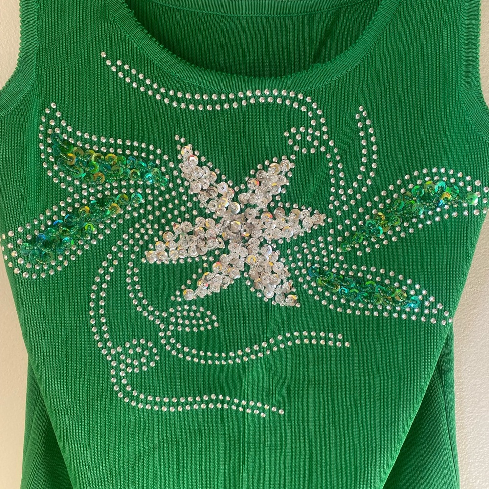 Y2k Green Sequin embellished Tank Top - Picture 3 of 7